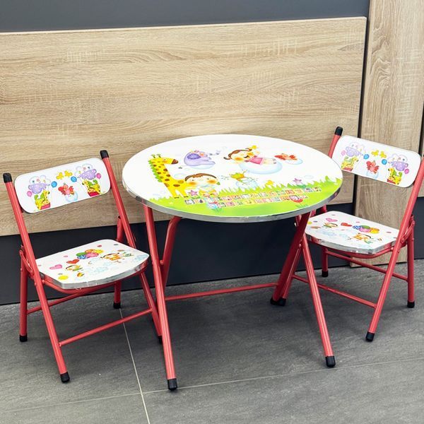 Măsuță rotundă cu 2 scaune, multicolor D2410-1884 foto