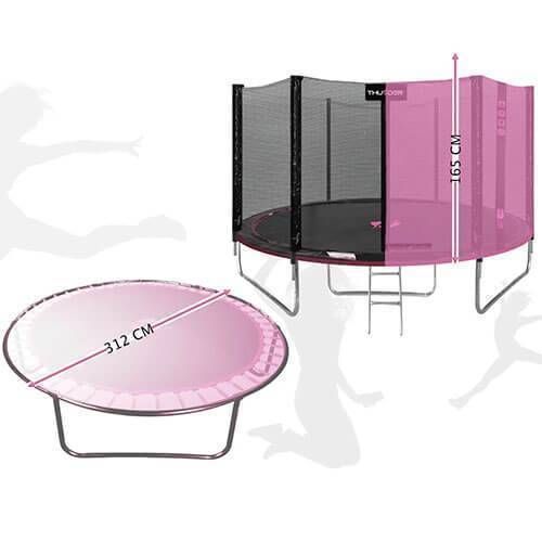 Trambulină Pro 312 cm, plasă externă Roz 00002001 foto