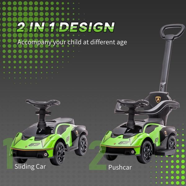 Толокар с ручкой Lamborghini Green 79693 фото