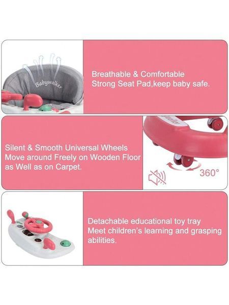 Premergător 2 &icirc;n 1 cu volan muzical Pink D2410-1907 foto
