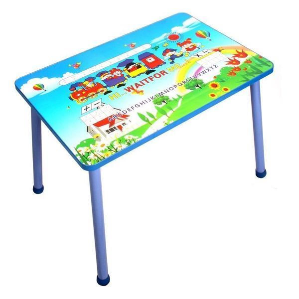 Set masuță cu două scaune pentru copii, din MDF, Albastru D2410-1879 foto