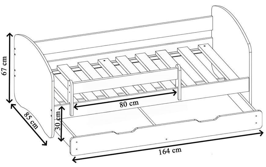 Кровать ACMA Meble Acma II 80x160 бортик/ящик/матрас 7cm White 5706999 фото