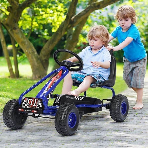 Kart cu pedale Costway Albastru/Negru 003 foto