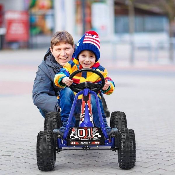 Kart cu pedale Costway Albastru/Negru 003 foto