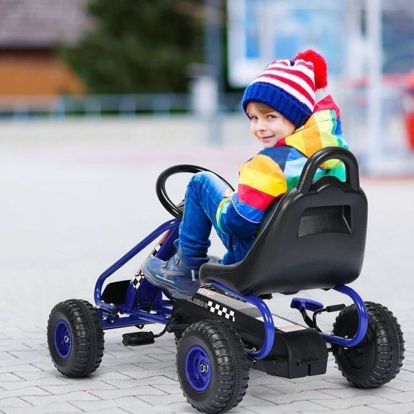 Kart cu pedale Costway Albastru/Negru 003 foto