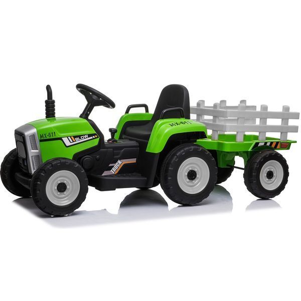 Tractor cu acumulator, 3 viteze, cu remorcă Verde MX611/2 foto