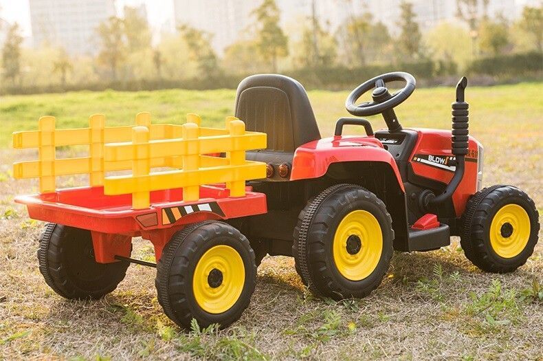 Tractor cu acumulator, 3 viteze, cu remorcă Roșu MX611/1 foto