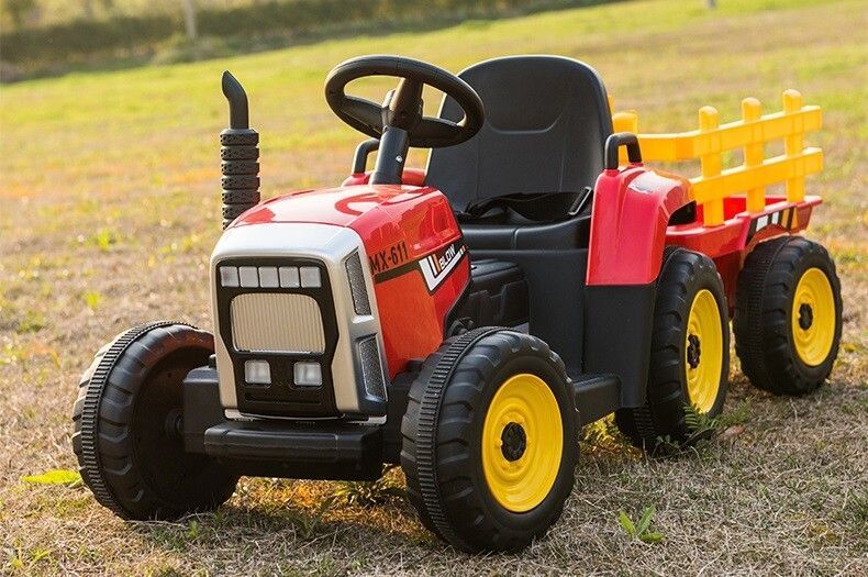 Tractor cu acumulator, 3 viteze, cu remorcă Roșu MX611/1 foto