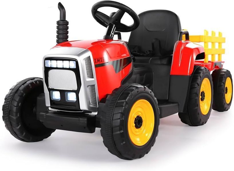 Tractor cu acumulator, 3 viteze, cu remorcă Roșu MX611/1 foto