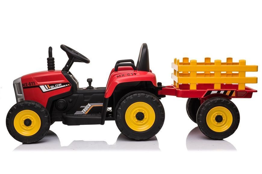 Tractor cu acumulator, 3 viteze, cu remorcă Roșu MX611/1 foto