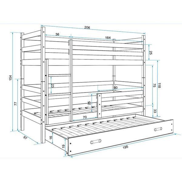 Pat suprapus BMS Group Eryk 3 pat retractabil 90x200 Graphite/White 5663797 foto
