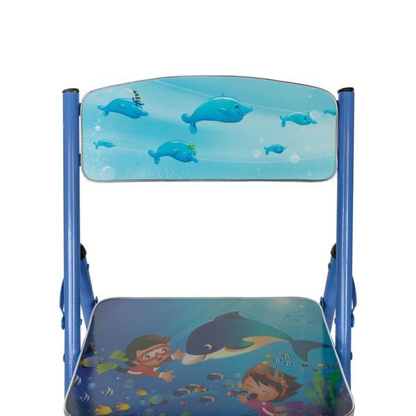 Set măsuță cu scăunel pliabil Baby, metal și MDF, Albastru D2410-1877 foto