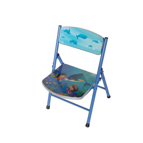 Set măsuță cu scăunel pliabil Baby, metal și MDF, Albastru D2410-1877 foto
